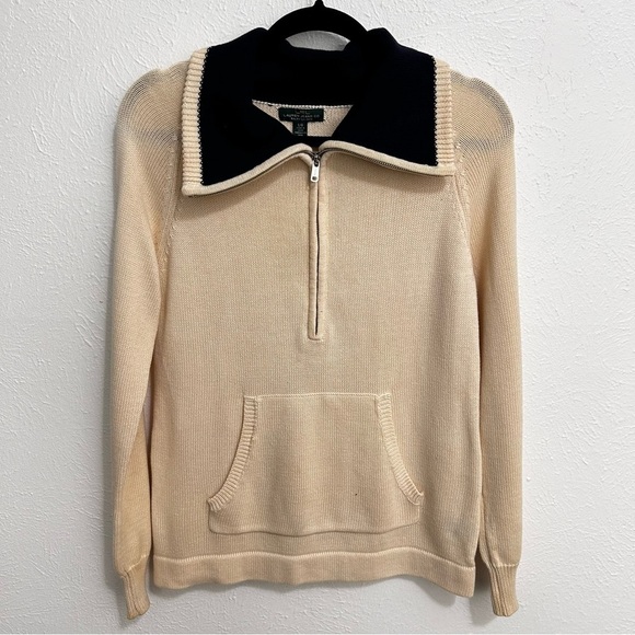 Lauren Ralph Lauren Sweaters - LRL Ralph Lauren Jeans‎ Women's L CreamHalf Zip Knit Foldover Sweater Pullover